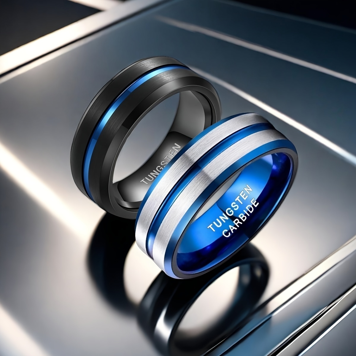 2pcs Men's Dual Tone Stainless Steel Rings 201 Stainless Steel